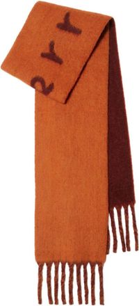 Burberry reversible fringed scarf - unisex - Yamamoto Neoprene/Alpaca Wool/Wool - OS - Orange