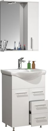 ebuy24 Ebuy24 - Vcm 3 Pcs Lavabo Lavabo Gabinete Inferior 55 Cm Juego De Muebles De Ba&ntilde;o Con Lavabo Y Armario De Espejo Cajones Pr&aacute;cticos Juego Completo Lisa