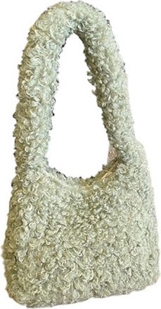 Generic Womens Plush Bags Womens Shoulder Bag Vintage Soft Plush Ladies Underarm Bags Female Fluffy Tote Handbags(Green)