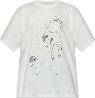 Maison Margiela Bedruikt T-shirt - Dames - T-shirts - Wit - S - Katoen - Tops