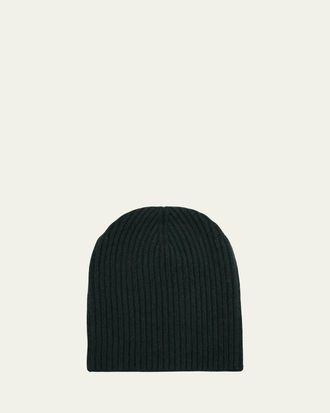 Loro Piana Mens Ribbed Cashmere and Silk Beanie Hat