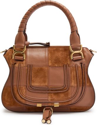 Chlo&eacute; Marcie Patchwork Suede and Leather Shoulder bag - Tan - One Size