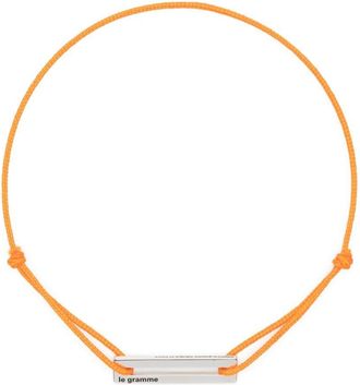 Le Gramme Punched sterling silver cord bracelet - unisex - Sterling Silver - One Size - Orange
