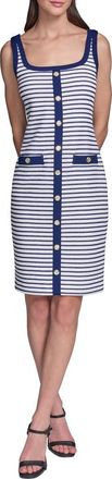 Karl Lagerfeld Striped Knit Scoop Neck Dress in Maritime/Soft White at Nordstrom, Size 14