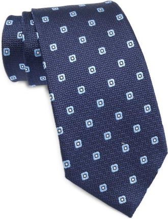 Ermenegildo Zegna Geometric Silk Tie in Navy Fan at Nordstrom