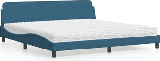 vidaXL Vidaxl - Cama Con Colch&oacute;n Terciopelo Azul Oscuro 200x200 Cm