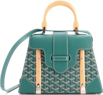 Goyard Saigon Top Handle Bag Coated Canvas with Leather PM
