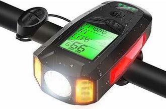 OEM Luz Multifuncional Para Bicicleta, Con Veloc&iacute;metro, Resistente Al Agua, Modos De Iluminaci&oacute;n Ajustables, Carga Usb, 300 L&uacute;menes Y Un Potente Timbre