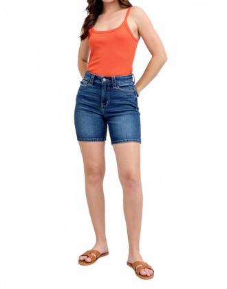 Judy Blue High Waist Bermuda Back Flap Denim Short In Blue