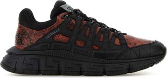 Versace Mens Two-tone Leather Sneakers - Black - Size EU 40