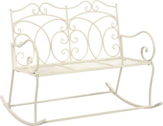 vidaXL Banco De Jard&iacute;n Metal Blanco Envejecido 104 Cm Vidaxl