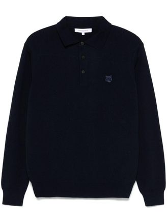 Maison Kitsun&eacute; Fijngebreid poloshirt - Blauw