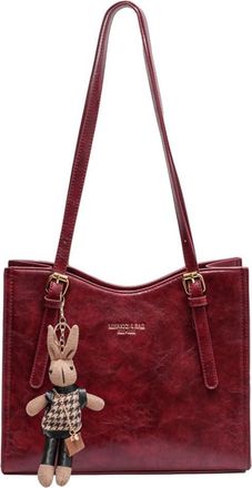 Generic Women Vintage Shoulder Bag PU Leather Retro Tote Handbag Large Capacity Fashion Shoulder Bag Ladies Travel Handbag (Wine Red)