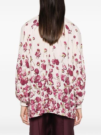 F.R.S. Floral Print Silk Blend Blouse - Cream