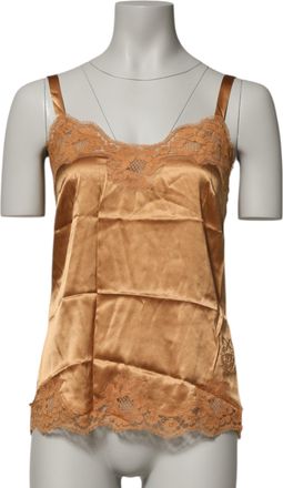 Dolce & Gabbana Brown Floral Lace Silk Satin Tank Lingerie Womens Underwear
