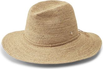 Helen Kaminski Desmonda Packable Raffia Crochet Fedora in Nougat at Nordstrom, Size Medium