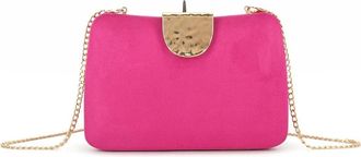 Girly HandBags Womens Evening Clutch Bag with Metal Clasp and Chain Strap - Wedding, Party, Formal Event Purse Medium Fuchsia