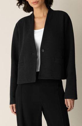 Eileen Fisher High Collar Cropped Jacket in Black at Nordstrom, Size Xx-Small