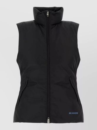 Jil Sander polyester sleeveless jacket high collar pockets