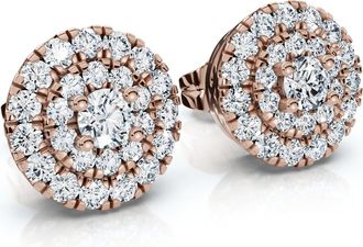 Pompeii3 5/8Ct Double Halo Womens Diamond Earrings 14k Gold Lab Grown