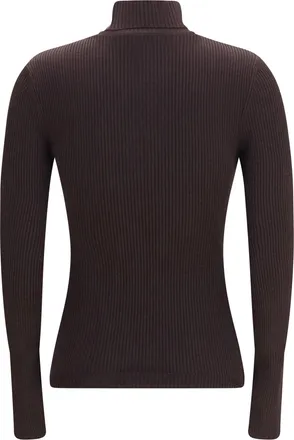 Wolford Ribbed Wool Turtleneck Sweater - Brown