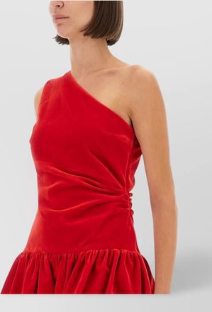 Patou one shoulder bubble hem velvet dress