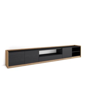 Skraut Home Mueble tv efecto madera negro y roble 310x37x50cm