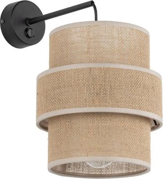 Luminosa Light Designs TK Calisto Lámpara de pared con pantalla negra y marrón, 1 bombilla E27