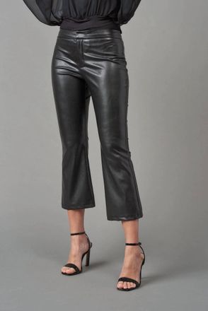 Lola & Sophie Vegan Leather Cropped Pant In Black