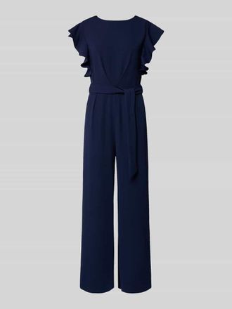 Apricot Jumpsuit mit Bindeg&uuml;rtel und Eingrifftaschen in Marine, Gr&ouml;&szlig;e XXL