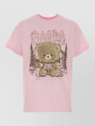 Ganni cotton graphic print short sleeve t-shirt