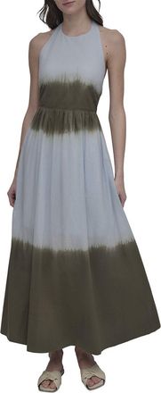 DKNY Tie Dye Maxi Halter Dress With Side Seam Pockets