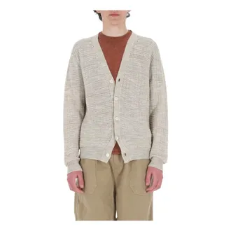 Roberto Collina Cardigans, male, Gray, Size: XL Cardigan tramato in cotone-lino