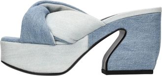 Sergio Rossi Mules van leer en stof - Dames - Muiltjes - Blauw - 36 EU - Leer - Schoenen