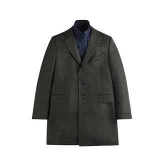 Fay Single-Breasted Coats, male, Green, L, Easy DB Coat