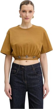 Pinko Los T-shirt - Dames - T-shirts - Beige - M - Katoen - Tops