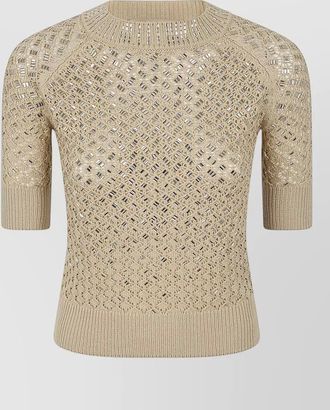 Ermanno Scervino crystal-embellished ribbed short-sleeve knit top