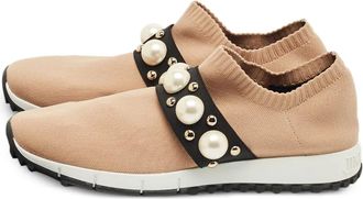 Jimmy Choo London knitted studded sneakers - Neutrals