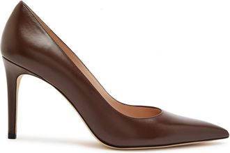 Stuart Weitzman Stuart Weitzman Stuart Power 85 Leather Pumps - Brown
