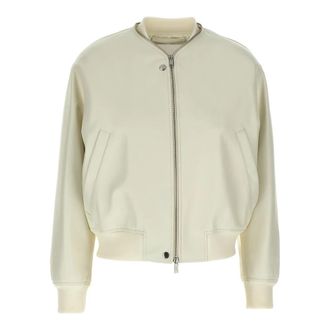 Jil Sander Leren Bomberjack - Dames - Bomber jackets - Wit - XS - Jassen