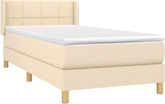 vidaXL Cama Box Spring Con Colch&oacute;n Tela Color Crema 80x200 Cm Vidaxl