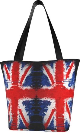 AOOEDM Watercolor British Flag Reusable Grocery Bag Shopping Bag Casual Shoulder Bag Handbag for Men Women ECO Market Bag Beach Bag Travel Totes