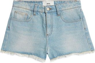 Ami raw-cut mini shorts - women - Cotton - 27 - Blue