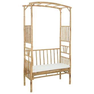 vidaXL Arco De Jard&iacute;n Con Banco Blanco Crema 115 X 50 X 205 Cm Bamb&uacute; Vidaxl