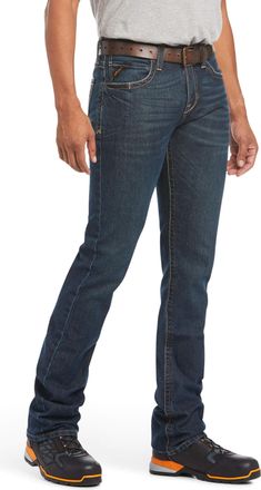 Ariat Mens Rebar M7 Slim DuraStretch Edge Stackable Straight Leg Jeans in Bodie Cotton, Size 34 x 36, by Ariat