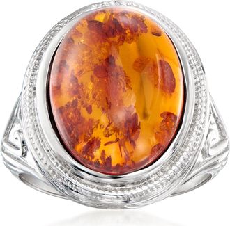 Ross-Simons Amber Ring in Sterling Silver