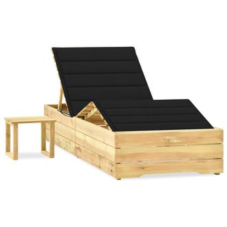 vidaXL Tumbona De Jard&iacute;n Con Mesa Y Coj&iacute;n De Madera De Pino Impregnada Vidaxl