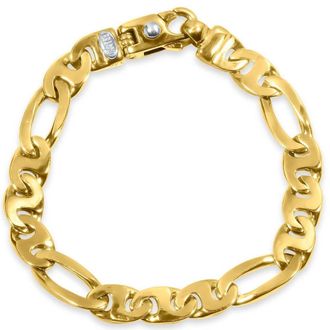 Pompeii3 Mens Figaro Link 14k Gold (30gram) or Platinum (49gram) 9.5mm Bracelet 8.5