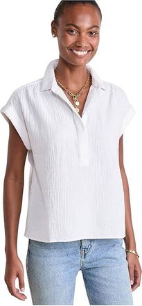 Vineyard Vines Gauze Top Womens Blouse White Cap : LG, Cotton