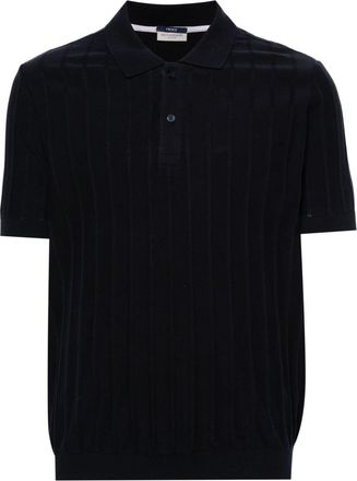Paul & Shark ribbed fine-knit polo shirt - men - Cotton - XXXL - Blue